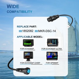 Zymurgoes 1852082 Adapter Cable MKR-DSC-14 for Garmin Transducer and Fish Finder 8-PIN for EchoMAP, EchoMAP Chirp, EchoMAP Ultra, GPSMAP