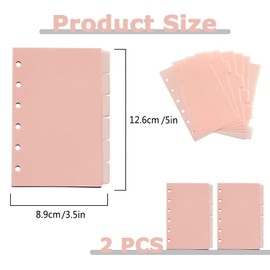 LvYiLinggg Plus PP Index Sheet A7 6 Holes 2 Pairs Pink Personal Organizer Binder Notepad School Stationery Document Organizer Office Supplies