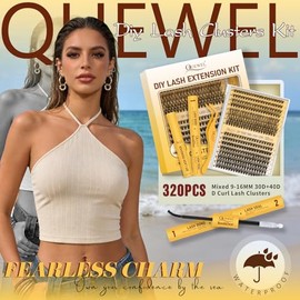 QUEWEL Pestañas Postizas Kit Completo, 320 Pestañas Individuales 30D 40D Longitudes 9-16mm Incluye Pegamento Sellador Pinzas y Aplicador Para Principiantes y Expertos(ZS 30D+40D)