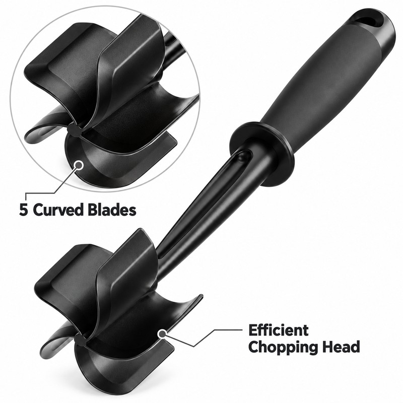 Nylon Meat Chopper for Ground Beef – 5 Curved Blades