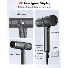 Travel Hair Dryer with Diffuser, 110V-240V Dual Voltage High-Speed Ionic Hair Dryers, 2200W Fast Drying, Lightweight, Low Noise, No Hair Damage