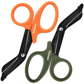 Trauma Shears - RISEMART Medical Scissors Bandage Scissors for Nurses, 7.5" Fluoride Coated Non-stick Blades Stainless Steel Nursing scissors for Doctor, Nurses, Nursing Students, EMS Green+Orange