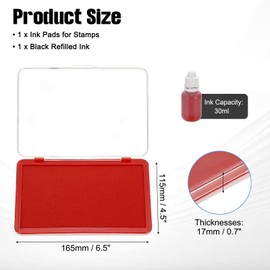 PATIKIL 6.5"x4.5" Large Stamp Pad, Washable Craft Ink Pad with Ink for Rubber Stamp Card Making Stamping Scrapbook Fingerprint Footprint Handprint, Red/Clear