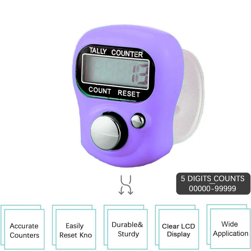 Digital Finger Hand Tally Counter, Mini Digital Colorful Tasbeeh Counter,
