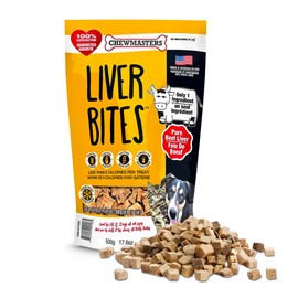 Chewmasters 100% Pure Beef Liver Bites, Healthy Freeze Dried Dog Treats, 17.6 oz, All Natural, Grain Free, High Protein & Zero Additives, Made in USA, Packed with Nutrients and Vitamins