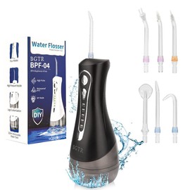 BGTR Water Dental Flosser Oral Irrigator with 3 Modes,Rechargeable Portable Powerful Battery Water Flosser Lightweight Daily - Color: Black