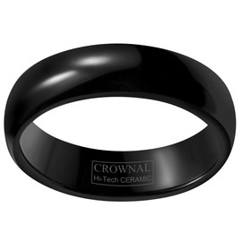 CROWNAL 2mm/4mm/6mm/8mm Black Ceramic Wedding Band Ring Men Women Couple Plain Dome High Polished Comfort Fit Size 3.5 to 16(6mm,8.5)