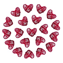 Heart Rattan Ball Sepakraga Vase Filler Ball Craft Photo Shooting Props for Garden Home Decor Christmas Tree Ornament Wedding Birthday Valentine's Day Baby Shower Mother's Day Party (Red 5cm 20pcs)
