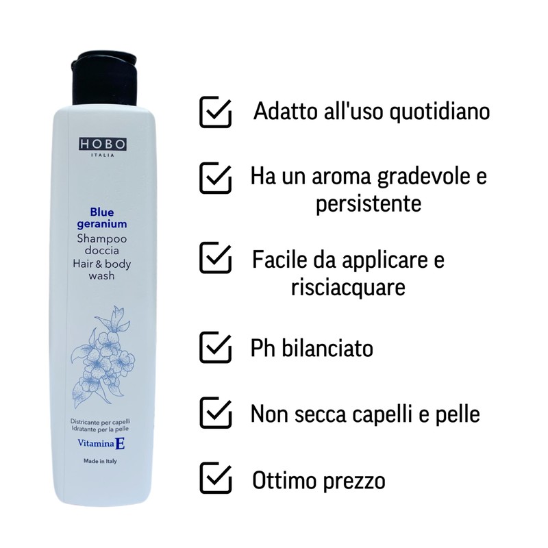 Hair & Body Wash Shower Shampoo (Blue Geranium)