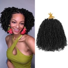 NAYOO Pre-Looped Yanky Twist Crochet Hair - 8 Inch 8 Packs (30 Stands/Pack) Spring Mini Twist Short Bob Passion Twist with Curly Ends Synthetic Pre-Looped Crochet Hair for Black Women (8 Inch, 1B)