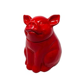 Contemporary Home Living 12" Red Unique Pig Design Sealed Storage Jar