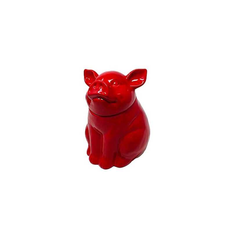 Contemporary Home Living 12" Red Unique Pig Design Sealed Storage