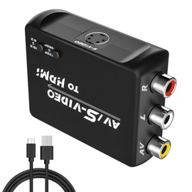 FeiEVER S-Video to HDMI Converter, RCA to HDMI Converter, Support Resolution 720P/480 Switching Screen 4:3/16:9 Switching