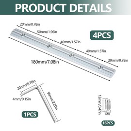 Set of 4 Track Connectors Aluminium Profile, Profile Connector Nut 8 Aluminium Profile Connector Carbon Steel Rod Profile for Aluminium Profile (45 x 45)