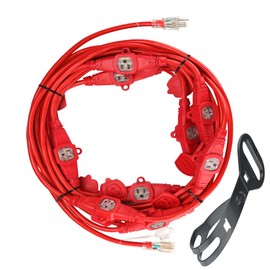 40 Feet Multi Outlet Extension Cord 12 Gauge,10 Nema 5-15R Evenly Spaced Outlets with Blue Indicators.Male Plug to Female Connector,Erboelec,ETL Listed