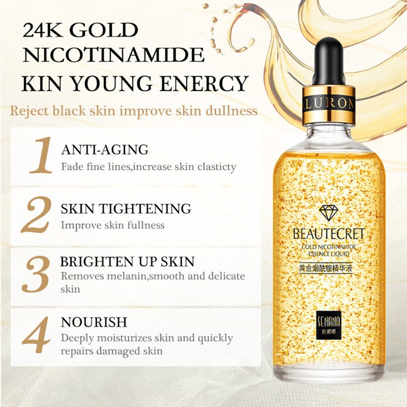 Senana Nicotinamide Liquid 24K Gold Anti Aging Moisturizer with Hyaluronic