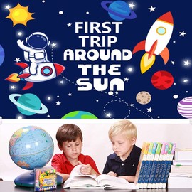 Space Rocket Theme Happy Birthday Backdrop Banner Galaxy Astronaut Birthday Photography Background Boy Blue Birthday Backdrop Party Decorations