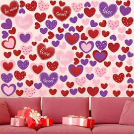 Haull 127 Pcs Valentine's Day Wall Decals Heart Wall Stickers Heart Window Decals Pink Red Purple Stickers for Home Wedding Anniversary Party Supplies Shop Windows Glass Display Decoration