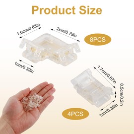 12 Pieces 2-Pin 8 mm COB LED Strip Connector Set 8 Pieces LED Corner Connector and 4 Pieces Transparent Centre Connectors, Gapless Solderless Plug, Strip Connector for LED Strips 12 V 24 V
