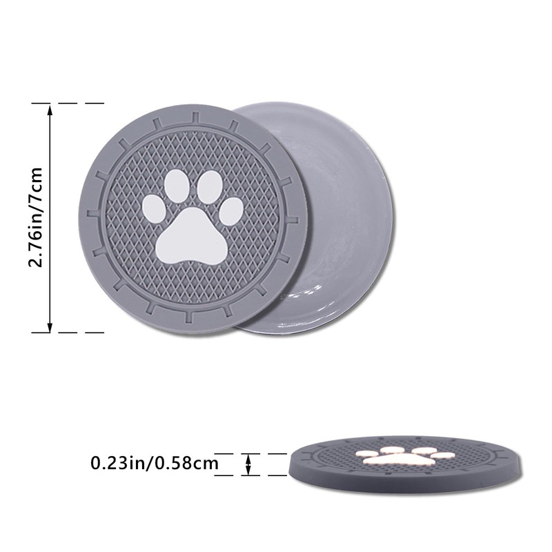 Piburth 4 Pack Car Cup Holder Coasters, Dog Paw Insert
