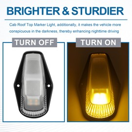 Fullux 5Pcs Top Clearance Light Assemblies Running Lights, Cab Roof Running Top Marker Lights Compatible with Ford/Dodge Ram/GMC/Toyota Pickups Trucks w/Wiring&Switch, Clear Lens Yellow Lights