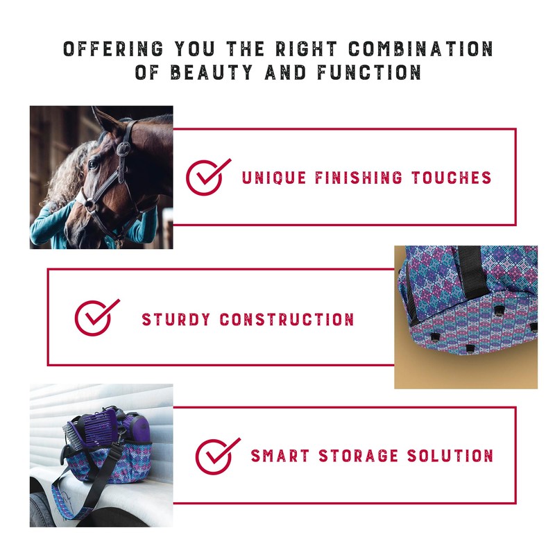 Weaver Leather Horse Grooming Kit, 7-Piece Brush Set with Organizer