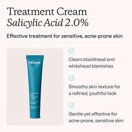 MDacne Salicylic Acid 2.0% (3-Pack) - Acne Treatment Cream, Facial Exfoliant Unclog Pores, Prevents Blemishes, Blackheads, Wrinkles & Fine Lines, Reduce Irritation for Sensitive Acne-Prone Skin
