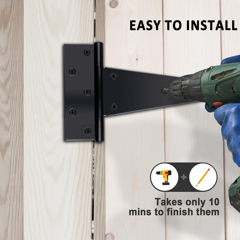 Auxdee 4 Pack 4 Inch T-Strap Shed Door Hinges Heavy