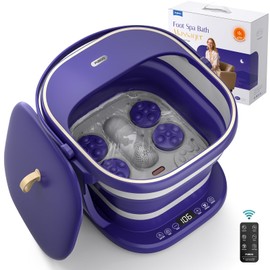 Puboo Collapsible Foot Spa Bath Massager with Heat, 95-115°F Precise Temp Control, Motorized Massage Rollers, Heated Foot Bath Soak Tub, Fits US Men’s Size 11, Gift for New Year