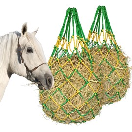 MIYABALA 2PCS Hay Net for Horses,Slow Feed Hay Bag for Horses Goat Sheep,Hanging Hay Feeder Bag for Horses Stable Stall Paddock Rest Toy