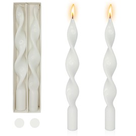 Gedengni Taper Candles Twist Candlesticks,8 Inch Spiral Tapered Candles White Twisted Candlestick Funky Candle Sticks for Dinner Decor Home Gift Idea-2pcs (4D-White)