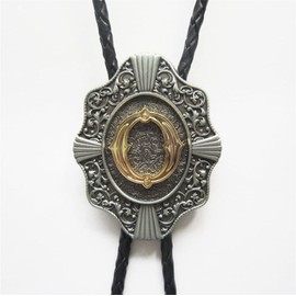 JEAN'S FRIEND Initial Letter Western Wedding Bolo Tie Leather Necklace (Letter O)