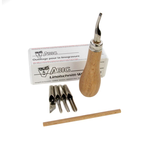 American Educational Products A-120100 ABIG Lino Cutting Tool Set with 6 Blades, Plastic Storage Box and Nib Compartment