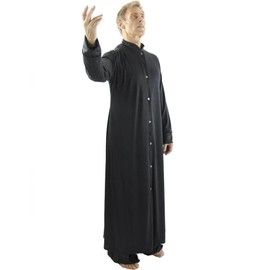 Danzcue Mens Praise Worship Dance Robe with Stand-up Collar, Black, L-XL