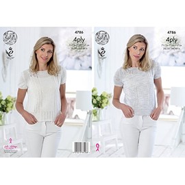King Cole 4786 Knitting Pattern Womens Tops in King Cole Giza Sorbet and Cotton 4 Ply