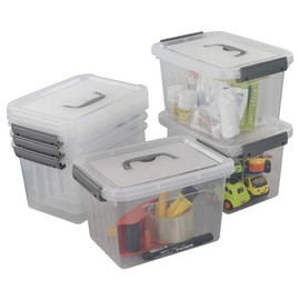 Lesbin Plastic Storage Box, 6-Pack 6 Quart Storage Bins with Lid