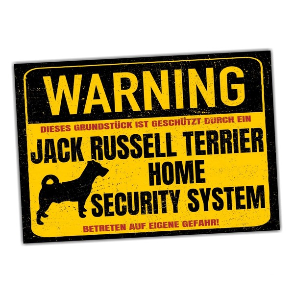 Jack Russell Terrier Sign Warning Security System Door Sign Dog