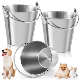 Honeydak 2 Pack 1 Quart Heavy Duty 304 Stainless Steel Unbreakable Buckets Food Water Pails for Dogs, Kennels, Cages Durable Multi Purpose Container for Pets, Cleaning, Food Prep, Farms