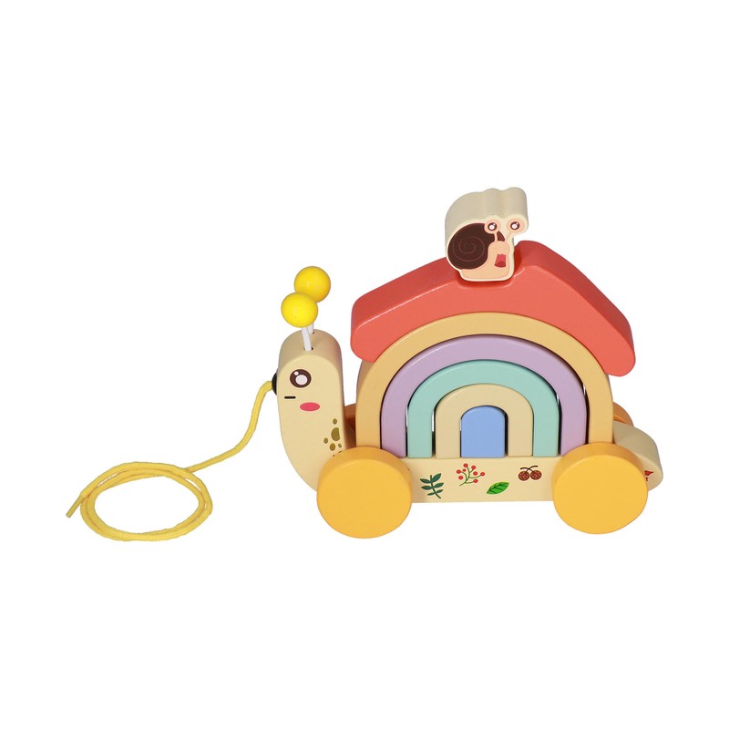 Beech Wooden Baby Pull Along Toy WalkALong Snails Toddler for