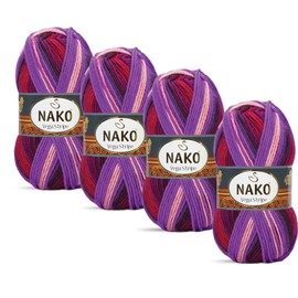 Nako Vega Stripe,(4 Ball) Each Strand (Ball) 3.53 Oz (100g),You Can Use it in Your Cardigan,Sweater,Scarf,Beret and Other Knitting (Mixed 82412)