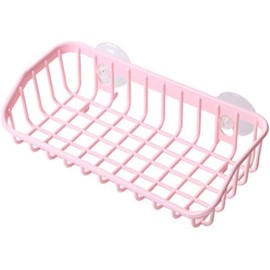 Myuiao Kitchen Sink Organizer Rack with Suction Cup, Pink Multifunctional Drain Rack, Hanging Storage Rack Drain Rack Sink Shelf Suction Cup Dishwashing Soap Sponge Holder for Kitchen Accessories
