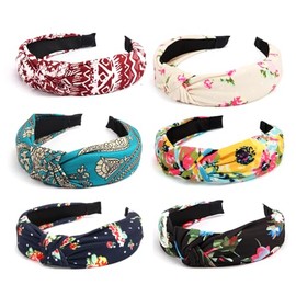 Oblihumoy 6 Pcs Wide Headbands for Women Thick Hairbands Women's Fashion Headbands, 6Pcs Knotted Headbands Vintage Hairbands Non Slip Hair Accessories