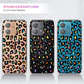 GlamCase Clear Case for MOTO EDGE 40 NEO, MOTO EDGE 40 NEO Clear Case - Leopard Skin Multicolor Pattern printed Durable Clear ShockProof Protective Designer Back Case/Cover for MOTO EDGE 40 NEO