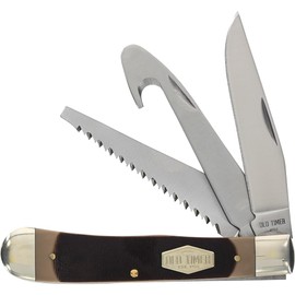 Schrade 69OT Old Timer Premium Cuchillo Plegable de Caza, con Sierra, desollador, y Cuchilla Clip Point