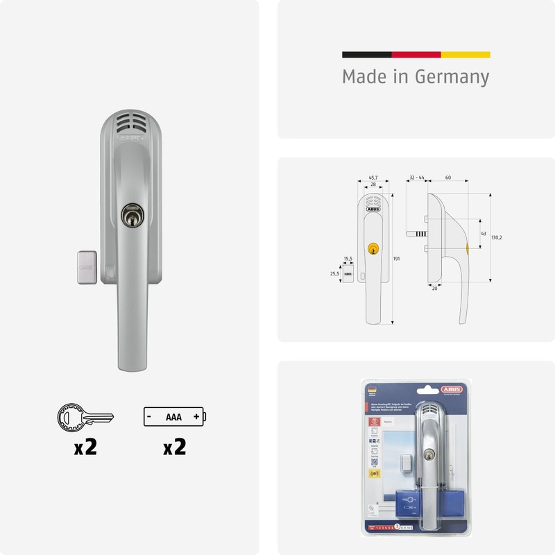 ABUS FG300 373732 Lockable Window Handle AL0125, Keyed Alike, Brown,
