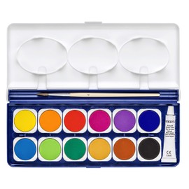 Staedtler Noris Club Watercolours Paint Set - 12 Colours, 1 Tube of Opaque White, 1 Brush - 888 NC12, multicoloured