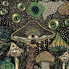 WENMER Peel and Stick Floral Boho Mushroom Wallpaper - 17.7in x 19.7ft Self Adhesive Contact Paper for Bedroom Bathroom