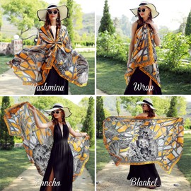 DANA XU 100% Mulberry Extra Large Silk Pashmina Scarf Shawls And Wraps For Women Evening Dress Summer Travel Floral Blanket