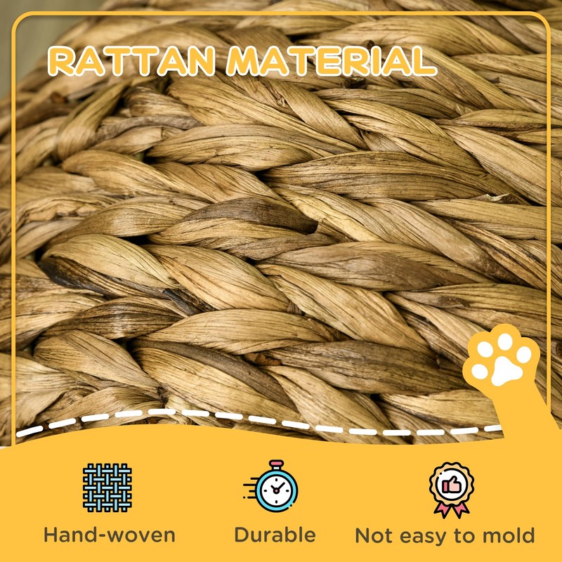 PawHut Handwoven Elevated Cat Bed with Soft Cushion & Egg