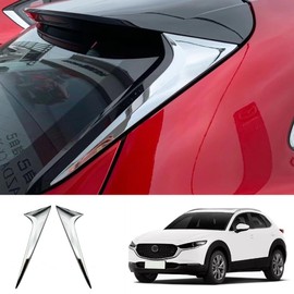 JIEOSDIN Car Accessories Rear Spoiler Wing Side Beveled Window Cover Trims Compatible with Mazda CX-30 CX30 2020-2024 2025 2026 (Chrome) 2PCS ABS